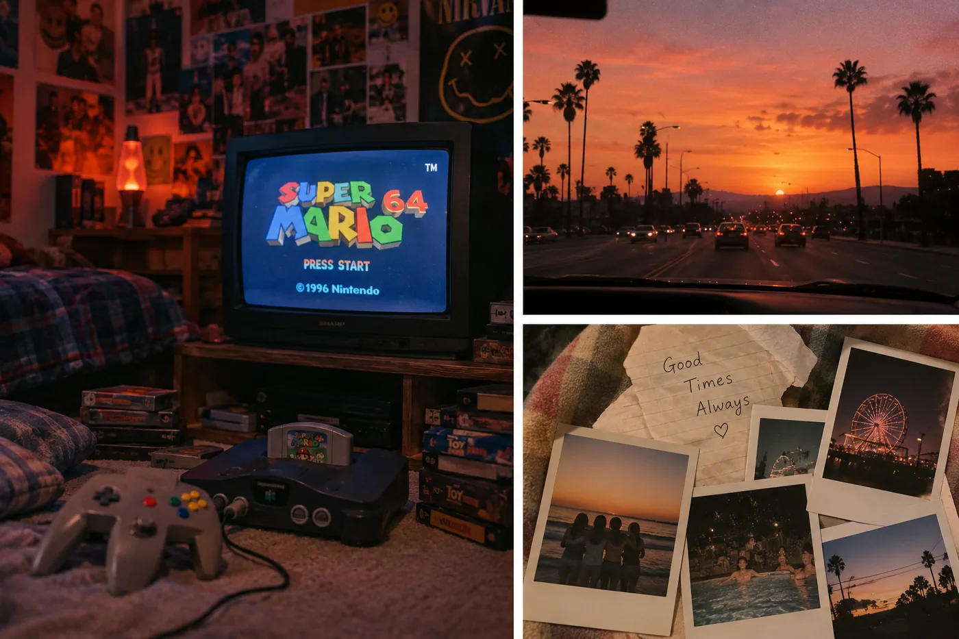Nostalgia collage celebrating the music and memories Slightly Unhinged Radio keeps alive